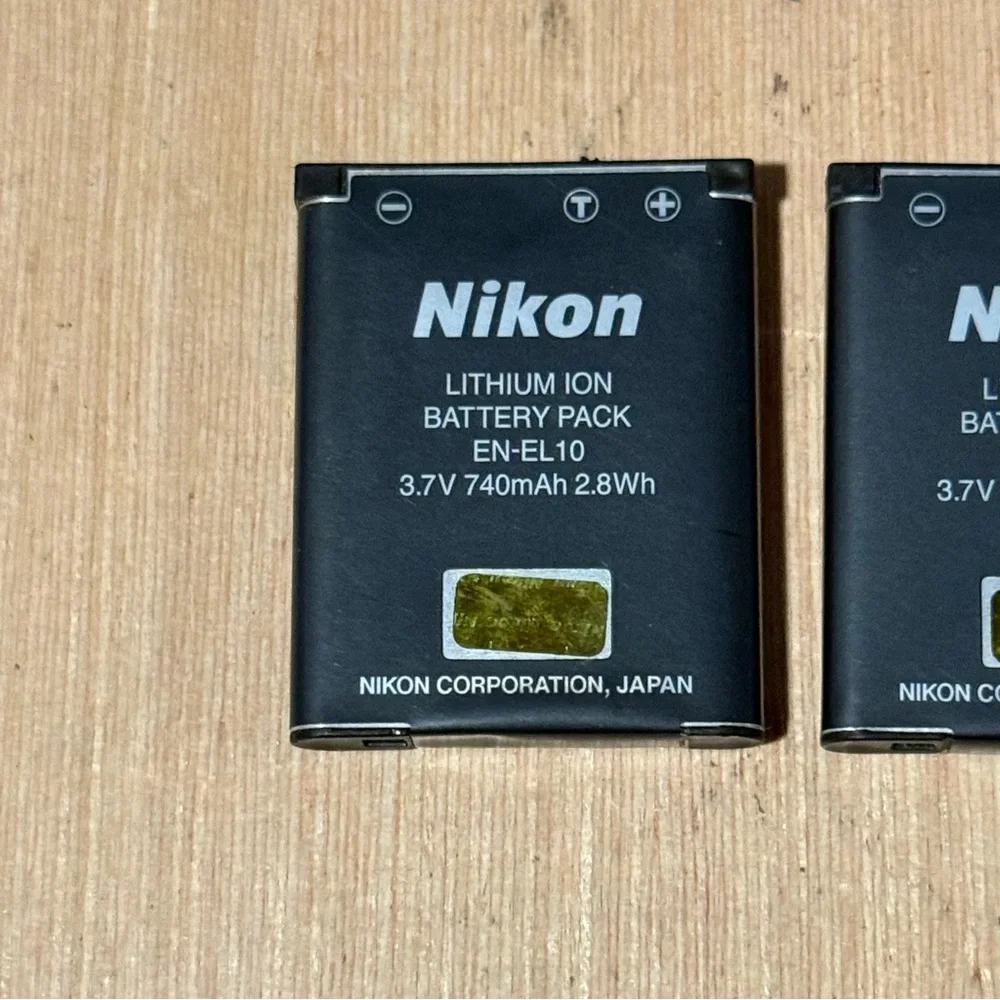 2-Nikon OEM EN-EL10 740mAh 2.8Wh Li-ion Battery Used Tested Good w/Charge Read!